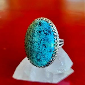 925 sterling silver genuine turquoise big statement southwest Cowgirl ring large
